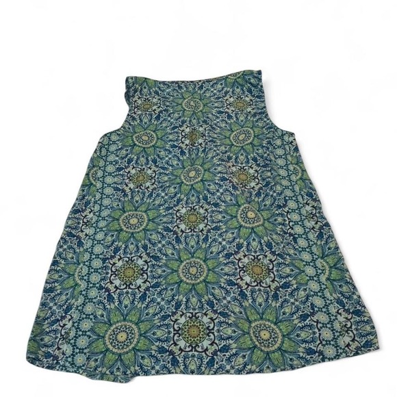 J. Jill Sleeveless Top Women XS Blue Green Excellent Mandala Geometric Rayon - Picture 7 of 8